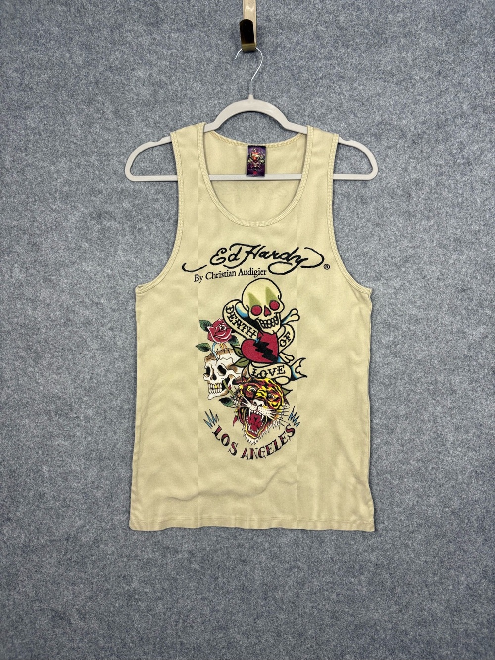 Ed Hardy Christian Audigier Skull Tiger Graphic Tank Top